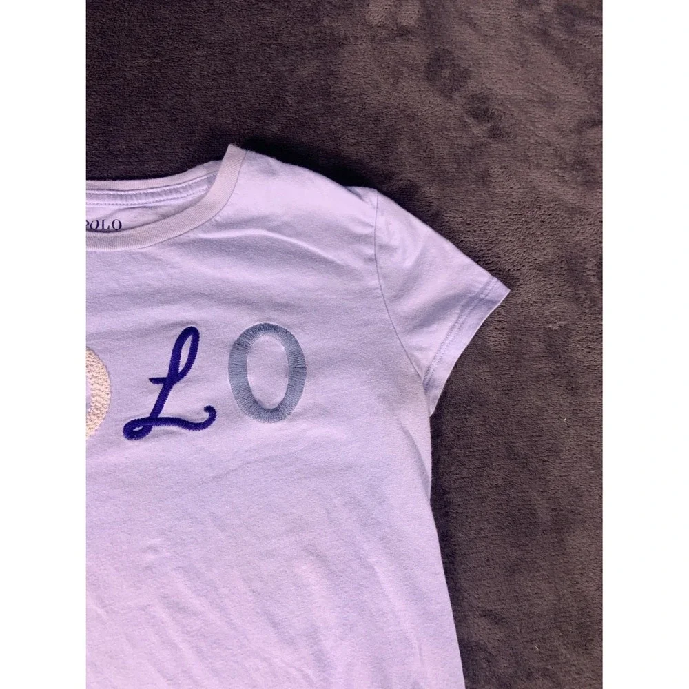 Polo Ralph Lauren Big Girls Script Graphic Tee T-Shirt L Blue